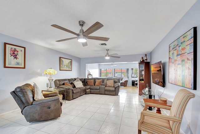 view of tiled living room