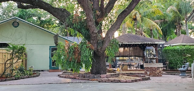 exterior space featuring a gazebo