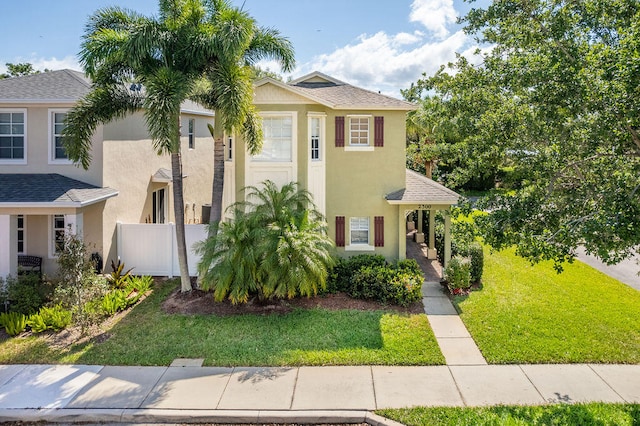 view of front facade with a front yard