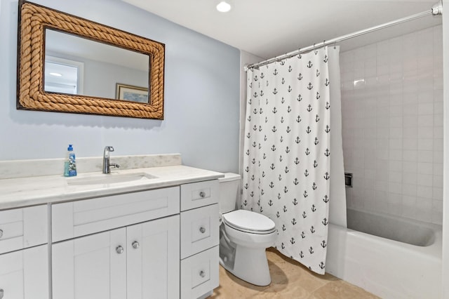 full bathroom featuring vanity, toilet, and shower / bath combo