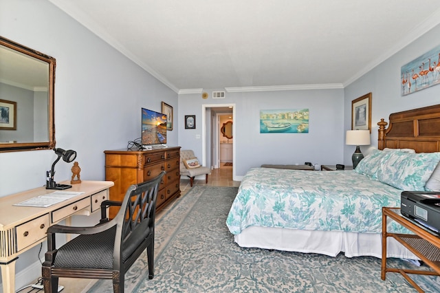 bedroom featuring ornamental molding