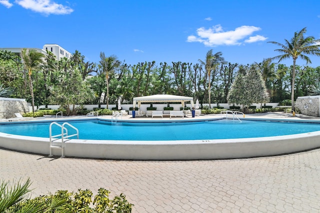 view of pool featuring a gazebo