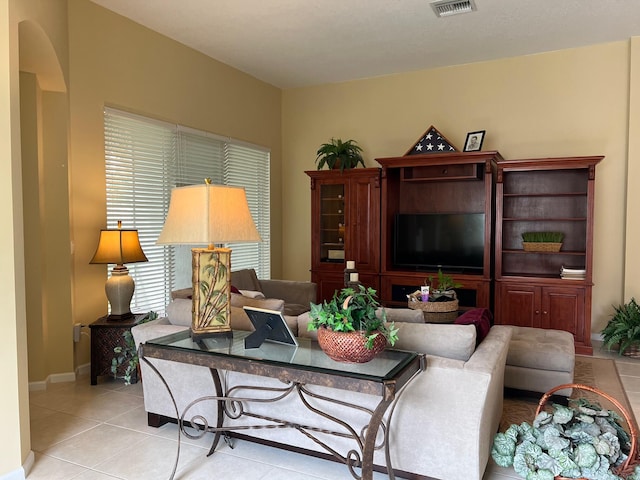 view of tiled living room