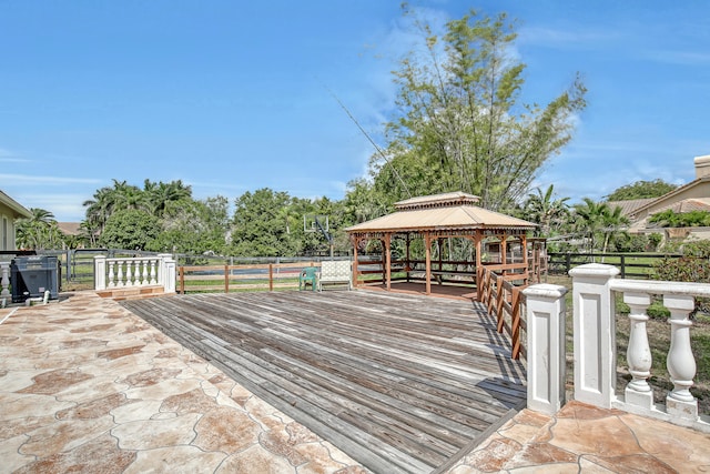 deck with a patio area and a gazebo