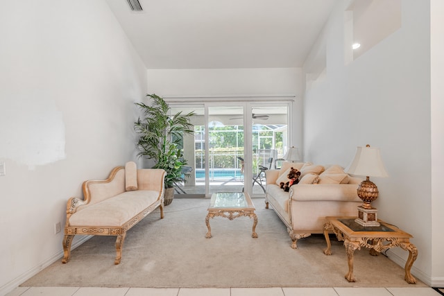 view of tiled living room