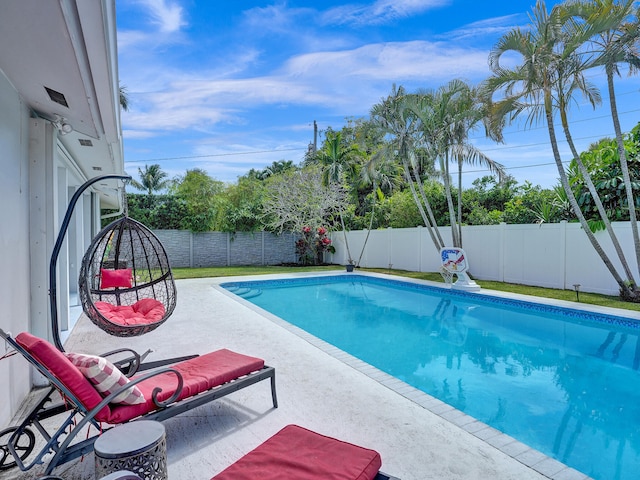 view of pool featuring a patio