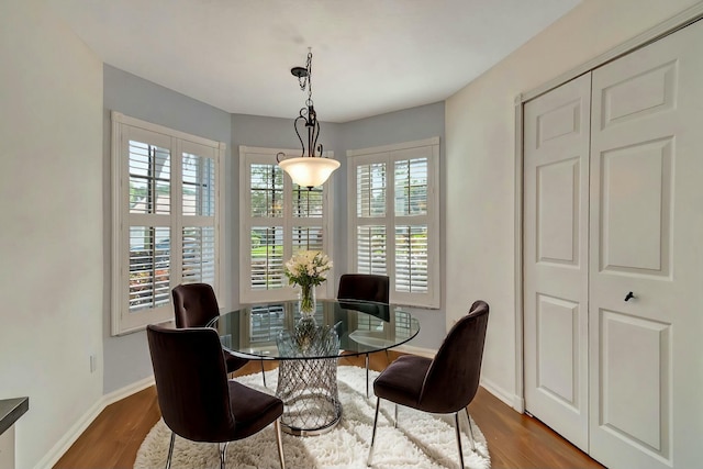 dining room with dark wood-type flooring