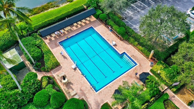 view of swimming pool featuring a patio area