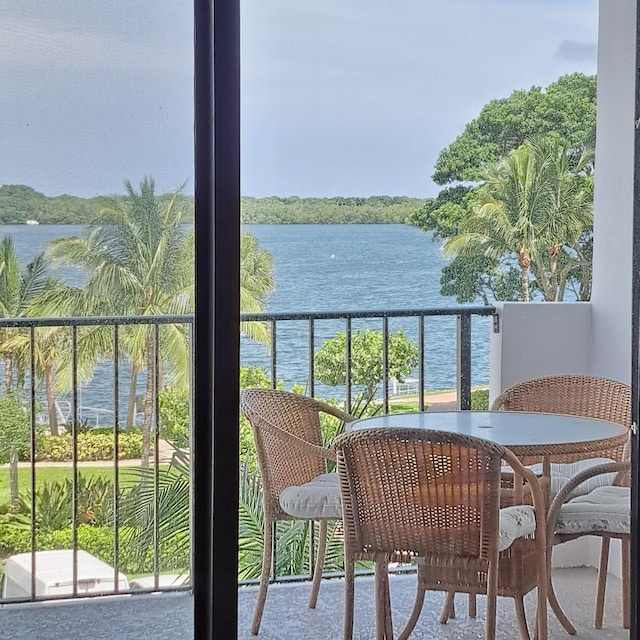 balcony with a water view