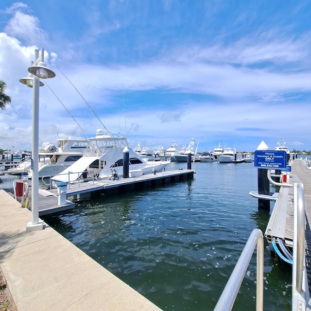 dock area featuring a water view