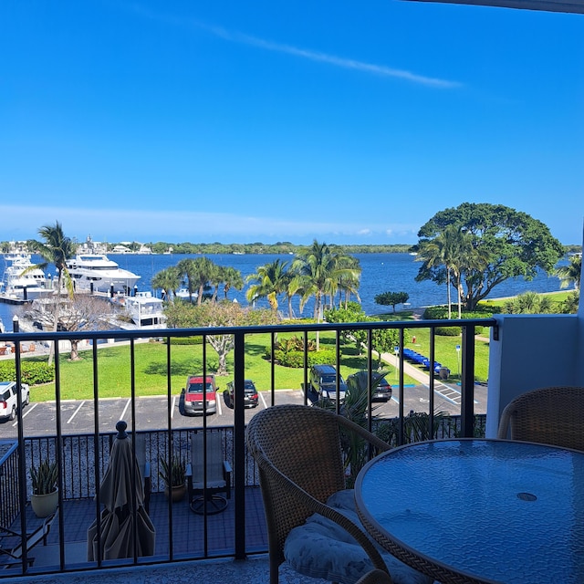 balcony with a water view