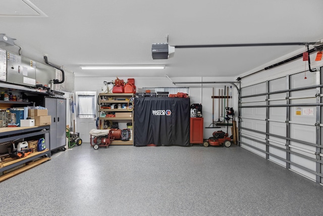 garage with a garage door opener