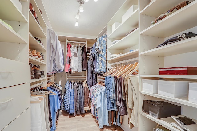 walk in closet featuring light hardwood / wood-style floors