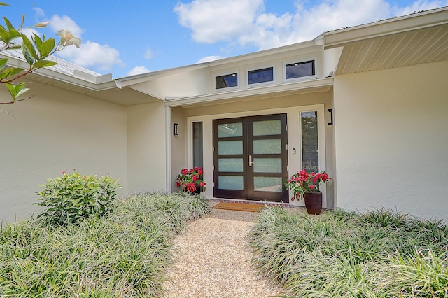 view of exterior entry with french doors