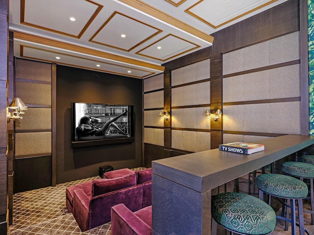 view of carpeted home theater room