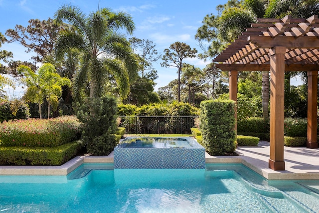 view of swimming pool with a pergola and a patio area