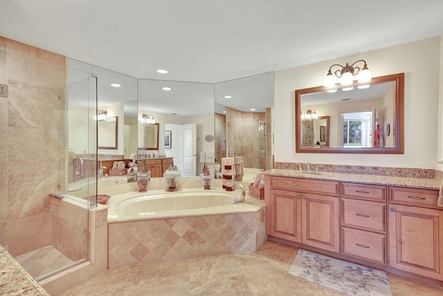 bathroom featuring vanity and tile floors