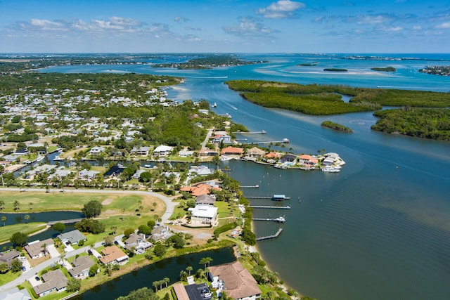 bird's eye view featuring a water view