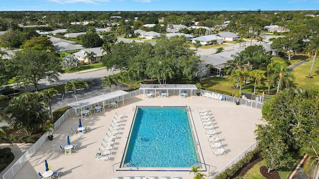 view of swimming pool with a patio