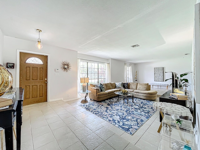 view of tiled living room