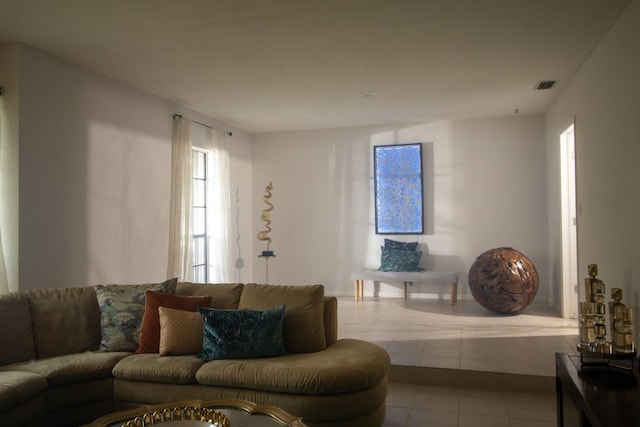 view of tiled living room