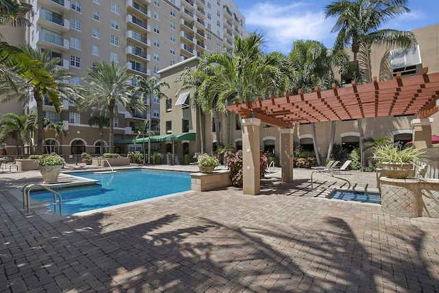 view of pool with a pergola