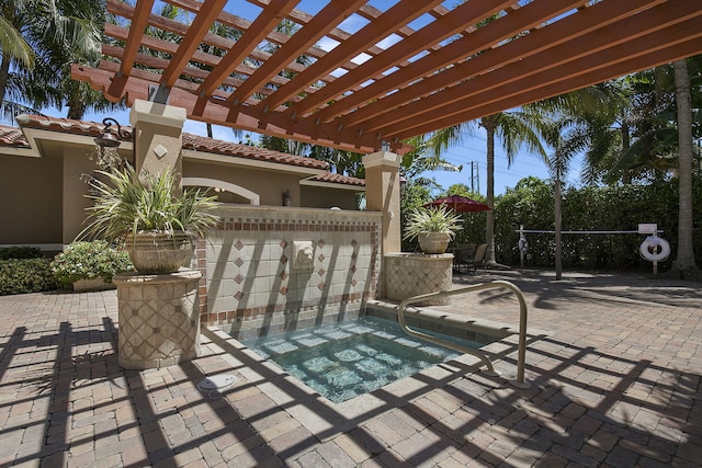 view of patio featuring a pergola