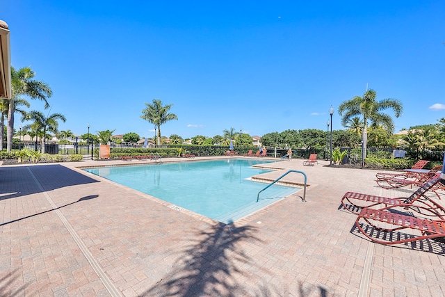 view of pool featuring a patio