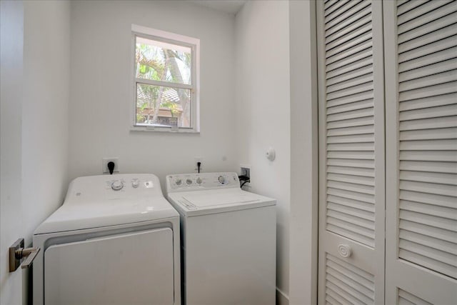 laundry room with hookup for an electric dryer, washer hookup, and separate washer and dryer