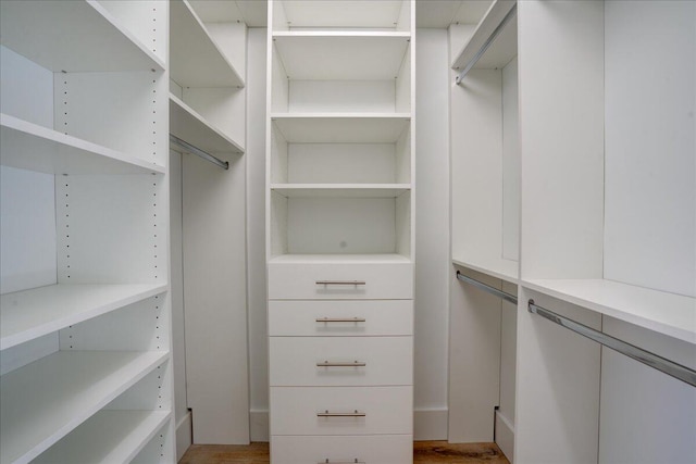 spacious closet featuring light wood-type flooring