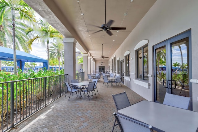 view of patio with ceiling fan