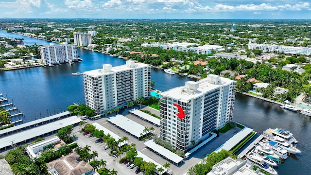 bird's eye view featuring a water view