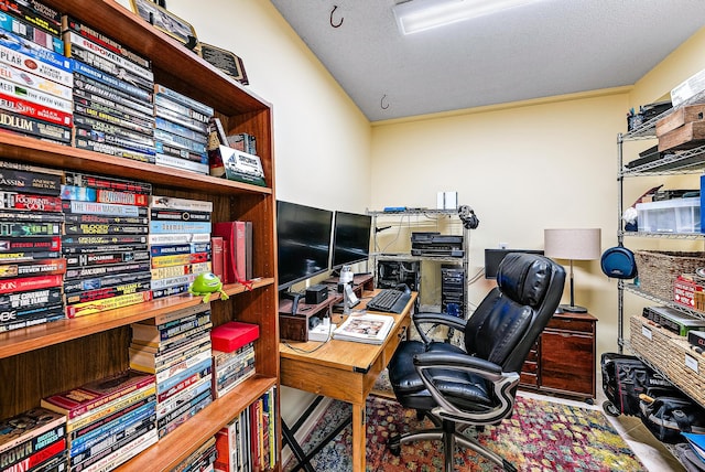 office area featuring a textured ceiling