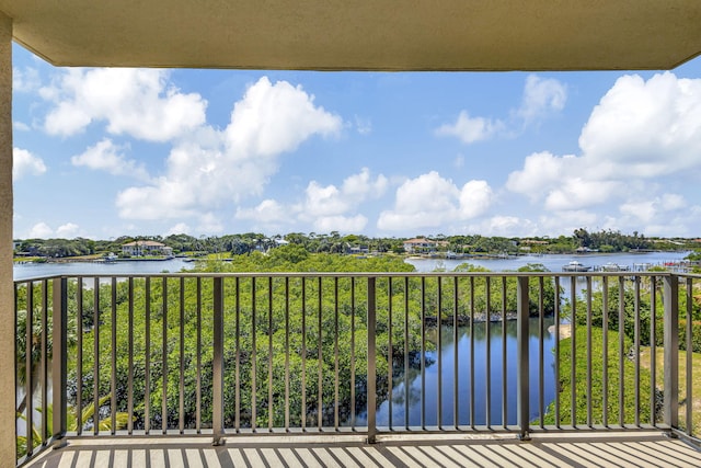 balcony with a water view