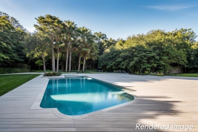 view of pool with a deck