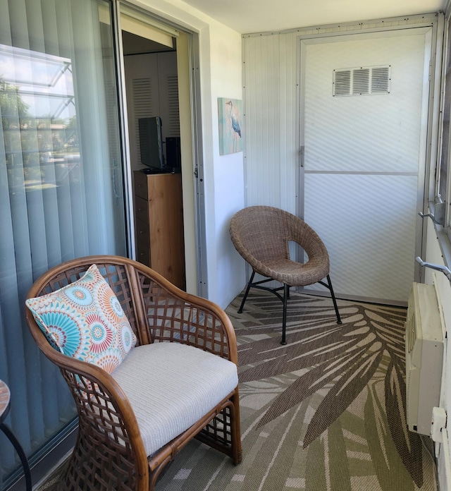 balcony with a wall unit AC