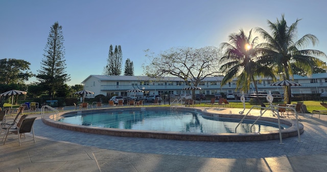 view of pool featuring a patio area