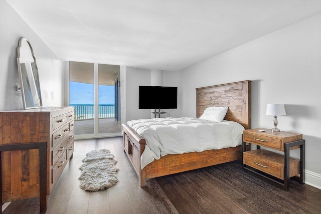 bedroom featuring hardwood / wood-style floors and access to exterior