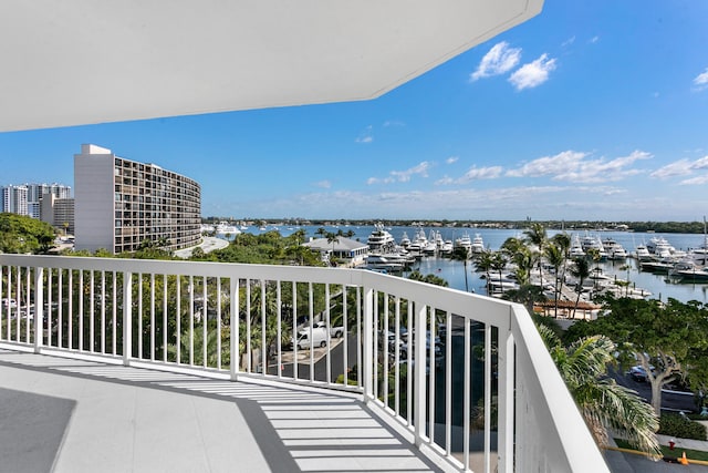 balcony with a water view