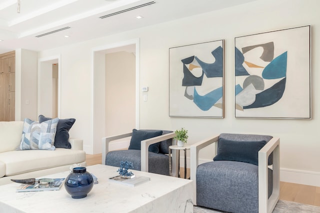 living room featuring light hardwood / wood-style floors