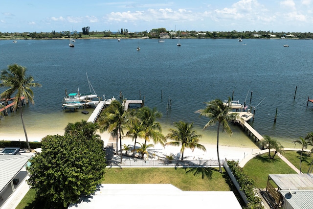 property view of water with a boat dock