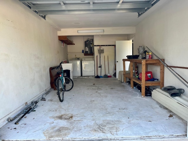 garage with washer and dryer