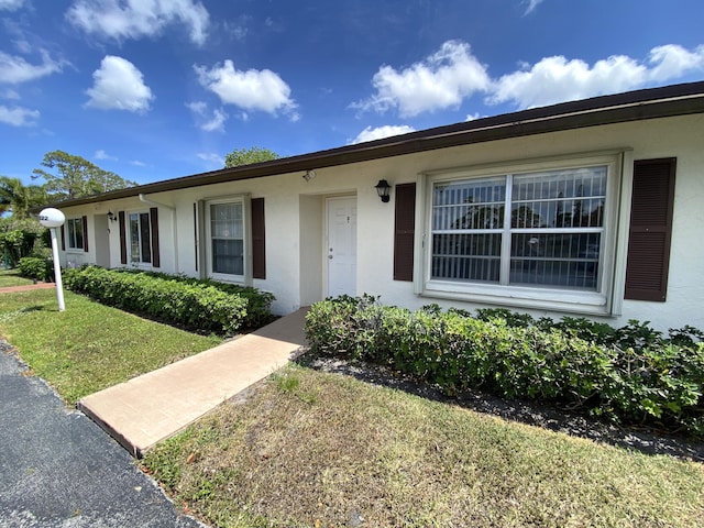 ranch-style house featuring a front lawn