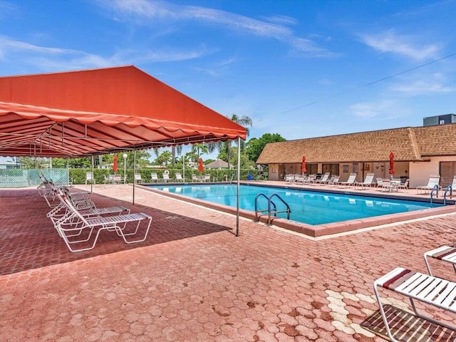 view of pool featuring a patio area