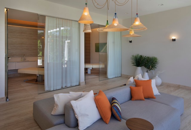 living room featuring light hardwood / wood-style floors