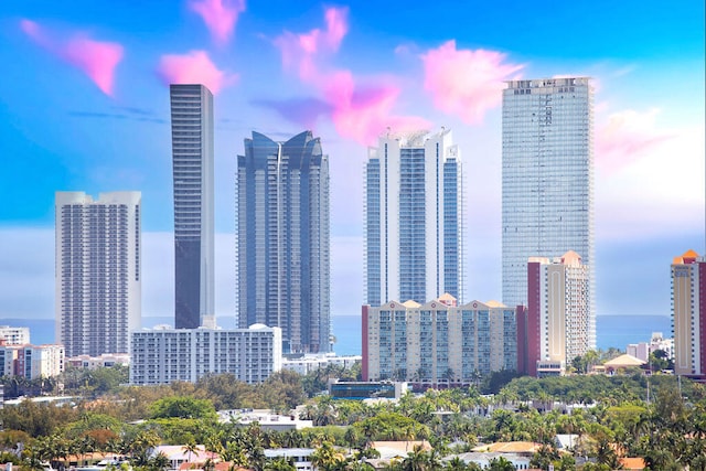 view of city with a water view