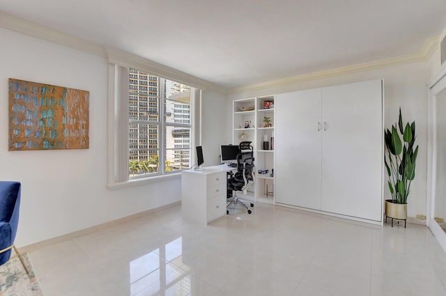 office featuring ornamental molding