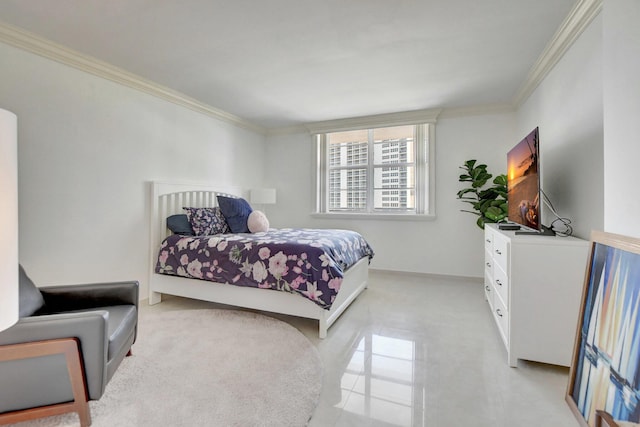 bedroom featuring crown molding