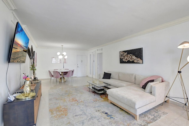 living room featuring ornamental molding