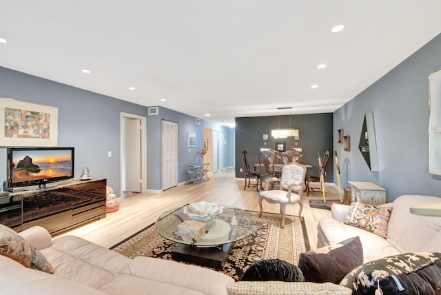 living room featuring light hardwood / wood-style flooring